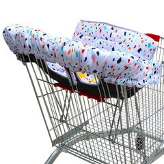 GOWRAPS 2-in-1 cart cover in use on a shopping cart for sanitary protection.