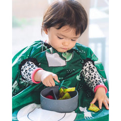 Grabease Forest Green bib supports easy cleanup after meals