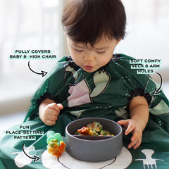 Grabease Allover Waterproof Bib Forest Green with soft-skin touch for comfortable self-feeding