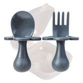 Grabease ergonomic feeding utensils show a comfortable grip for easy self feeding