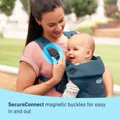 Graco Cradle Me Lite facing-in carry demonstrates cozy newborn positioning.