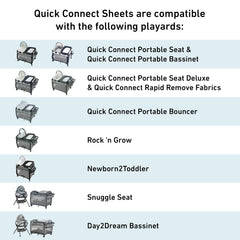Graco Pack 'n Play waterproof sheets laundry-ready closeup highlights machine washable and dryer safe design
