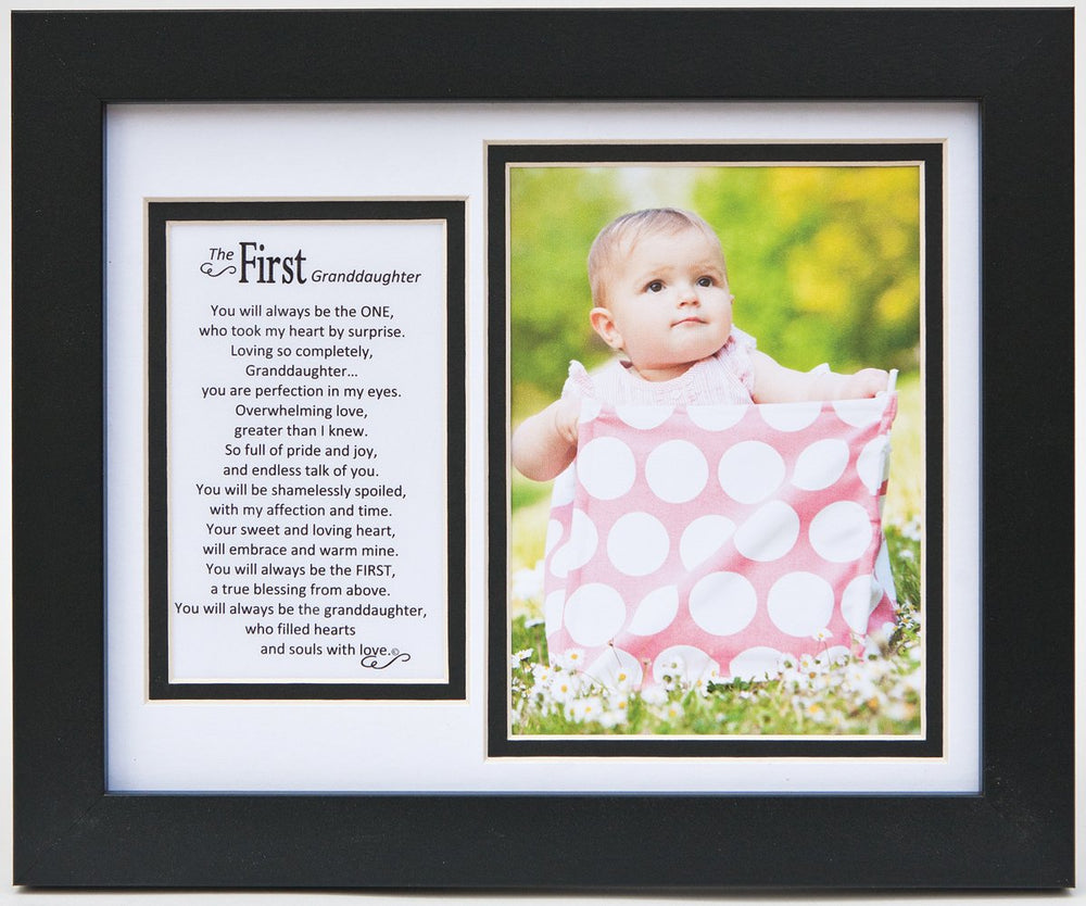 The Grandparent Gift Co. First Granddaughter frame main displays a cherished portrait for living room display