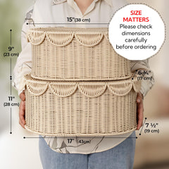 GRANNY SAYS plastic scalloped basket bathroom storage keeps humid spaces tidy