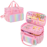 GRAOSO hair bow organizer pink front view for travel organization