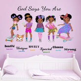 GRAT TIOC black girl magic wall decal two sheets ready for easy placement in kids' rooms.