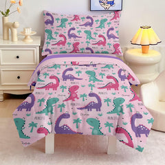 GRAT TIOC dinosaur bedding set pink flat sheet keeps night comfy