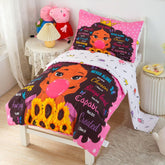 GRAT TIOC black princess comforter on toddler bed offers cozy nights.