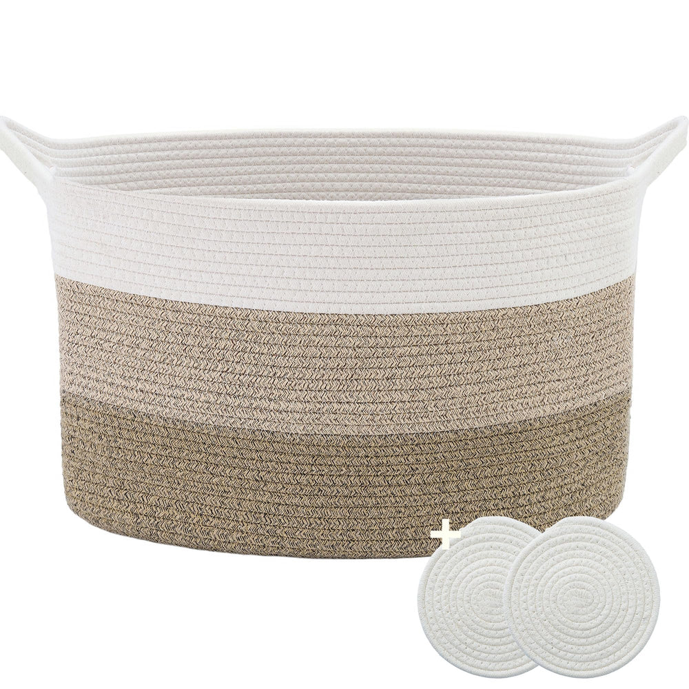 Greadsoel Blanket Basket texture closeup shows soft cotton rope for cozy storage