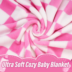 GreatBba Plush Checkered Blanket spread across a crib for nursery warmth