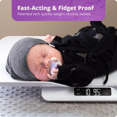 Greater Goods infant-to-toddler scale supports up to 66 pounds for growing children.