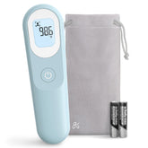 Greater Goods no-touch thermometer held in hand for fast temperature check