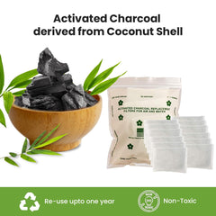 Green Piece diaper-pail deodorizer in diaper-pail closeup shows strong odor control with coconut-charcoal.