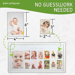 Green Pollywog baby frame UV-protection glass close-up preserves photo colors in sunlight