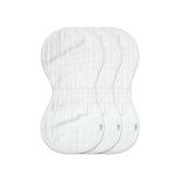 Green Sprouts muslin burp cloths flat lay showing four-layer absorbency for drips