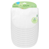 Green Sprouts Stay-Dry bibs pack front shows ten white bibs for daily spill protection.