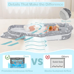 Greenecocs baby lounger with mosquito net provides breathable protection outdoors.