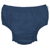 Green Sprouts reusable snap swim diaper navy solid 3T front view demonstrates snug fit for happy pool time