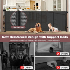 Grenfu 100-inch wide retractable gate extended showcases wide coverage for large openings.