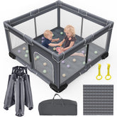 Grobeybees foldable playpen mat cushions baby during safe play