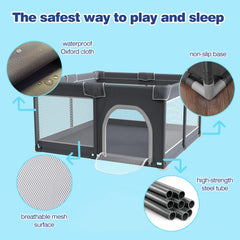 Grobeybees Playpen zippered door provides quick access while keeping little ones secure