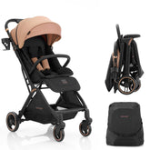 Gromast Gravity folding stroller demonstrates effortless auto-fold with one-handed operation.