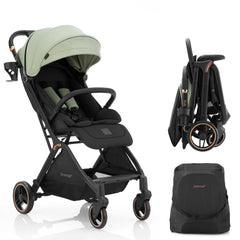 Gromast Gravity Folding Stroller front view shows a compact travel-ready design.