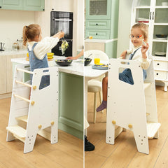 GroowingMind Toddler Tower assembly shows easy setup for kitchen help