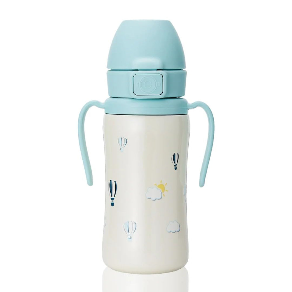 GROSMIMI air-balloon 10oz bottle with straw cup offers kid-friendly grip and mess-free sipping.