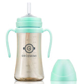 GROSMIMI spill-proof sippy cup aqua green view for on the go toddlers.