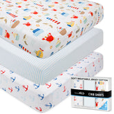 Grow Wild anchors and ships crib sheet pack with nautical design for calm nursery.