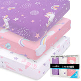 Grow Wild unicorns rainbows pattern crib sheet enhances a girl's nursery