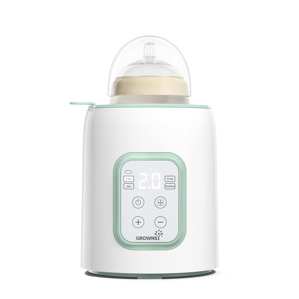 GROWNSY bottle warmer front view showing compact bedside design for night feeds