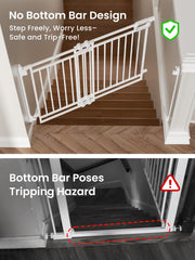 GROWNSY adjustable-width gate showing secure screw-in installation for stairs.