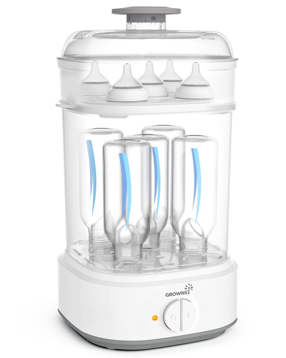 GROWNSY bottle sterilizer compact front view enables quick daily cleaning