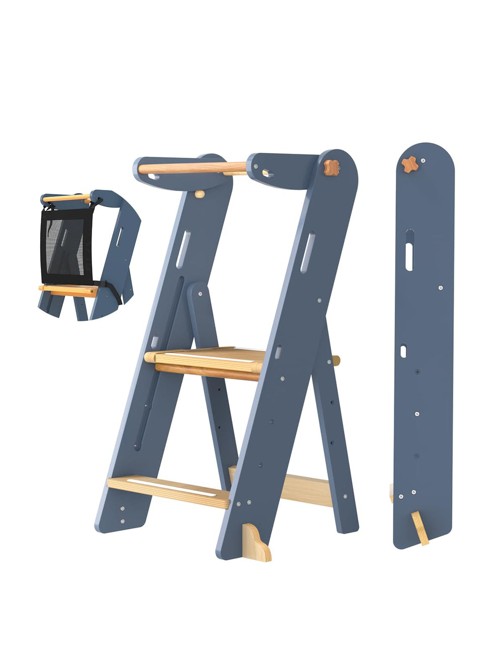 GROWNSY foldable step stool neatly folded for compact storage