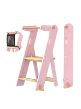 GROWNSY foldable toddler tower folded for space-saving storage.