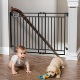 GROWNSY no-bottom-bar gate on stairs with 32-48 inch width, easy walk-through.