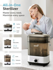 GROWNSY sterilizer-dryer supports three functions for flexible cycles.