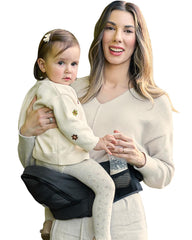 Grownsy ultra-comfy baby carrier hip seat enabling easy up-down transfers.