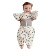 GROWNSY Transitional Swaddle arm-reflex demo shows gentle arm positioning for calmer sleep cues