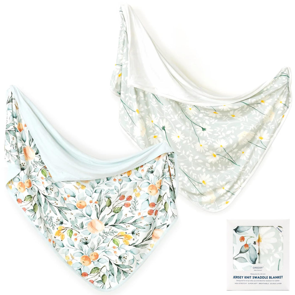 GRSSDER baby blanket in soft jersey-knit provides gentle skin contact for babies.