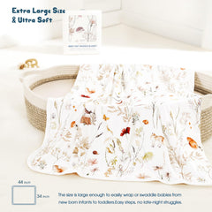 GRSSDER Baby Swaddle Blanket blush flora reversible design for stylish nursery styling.