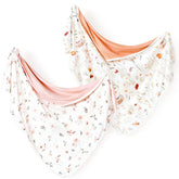 GRSSDER Baby Swaddle Blanket pink rose close-up shows soft jersey knit for gentle swaddling.