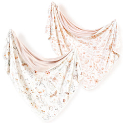 GRSSDER 2-pack swaddle blankets folded, highlighting soft jersey knit for cozy swaddling.