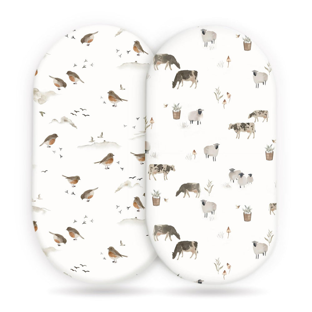 GRSSDER bassinet sheets 2-pack universal fit for snug comfort across bassinet shapes.