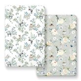GRSSDER Pack n Play Sheets 2-Pack folded neatly for quick changes and tidy storage.