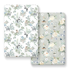 GRSSDER Pack n Play Sheets 2-Pack folded neatly for quick changes and tidy storage.
