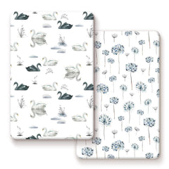 GRSSDER pack n play sheets with Swan print provide soft, breathable comfort.