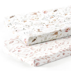 GRSSDER changing pad cover in blush floral detail offers soft, breathable comfort